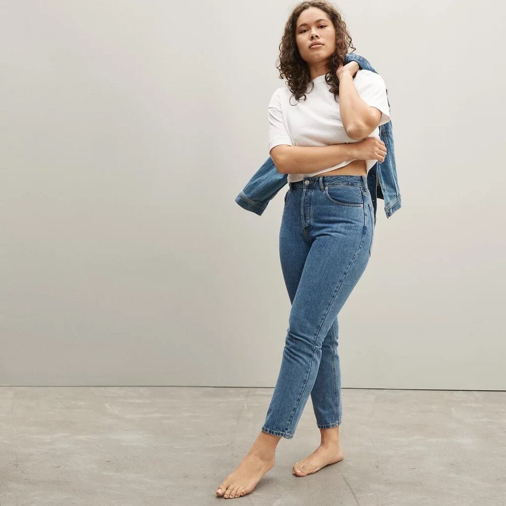 Everlane Curvy 90s Cheeky‎ Straight Jean in Northridge Wash Sz 26 Organic Cotton